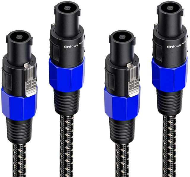 Main image of 2-Pack Premium Braided 12AWG Speaker, 6ft Compatible with Speakon NL4FC Port
