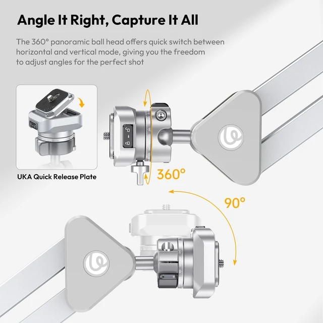 Alt view image 3 of 7 - TH04 Overhead Camera Mount with Magic Arm and 1/4" Ball Head, 360° Rotatable Camera Desk Mount, Desk Tripod with Uka Quick Release Setup for DSLR Cameras/Webcam/iPhone/Ring Light/Microphone