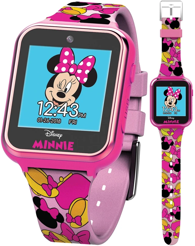 Main image of Minnie Mouse Interactive Kids Smartwatch Touchscreen Watch with Camera, Games, Voice Recorder, Step Tracker, Alarm & Timer Fun Minnie Design, USB Rechargeable Fits Wrists 5.5" to 8"
