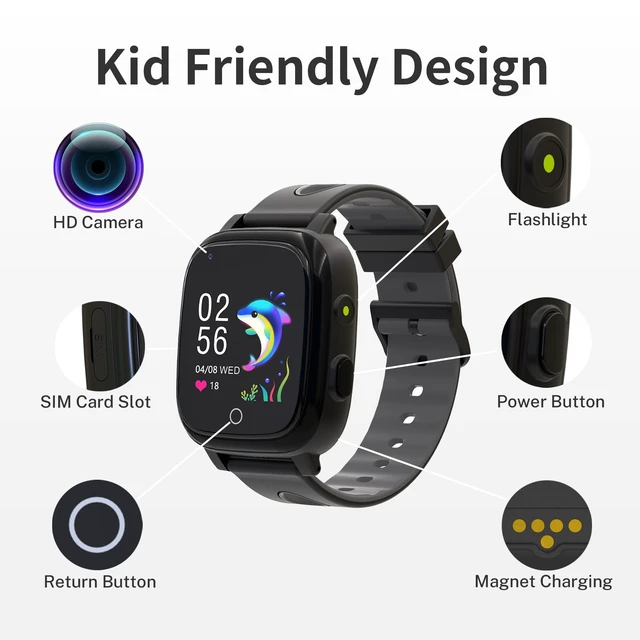 Alt view image 7 of 7 - 4G Kids Smart Watch Boys with GPS Tracker Phone/Video Call Alarm SOS Camera Pedometer Stopwatch Caculator Flashlight GPS Watch for Kids Age 5-12