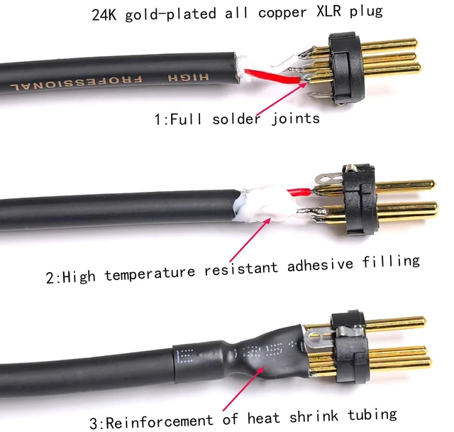 Alt view image 7 of 7 - 1/4 Inch to 3-pin XLR Cable, 6.35mm Quarter inch TRS Male to XLR Male Microphone Balanced Cable (1FT)