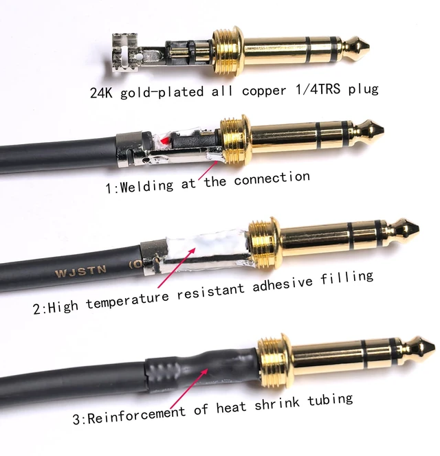 Alt view image 4 of 4 - 024 1/4 Inch 6.35mm TRS Male to 3-Pin XLR Male Balanced Audio Cable, Microphone Cable, 2FT