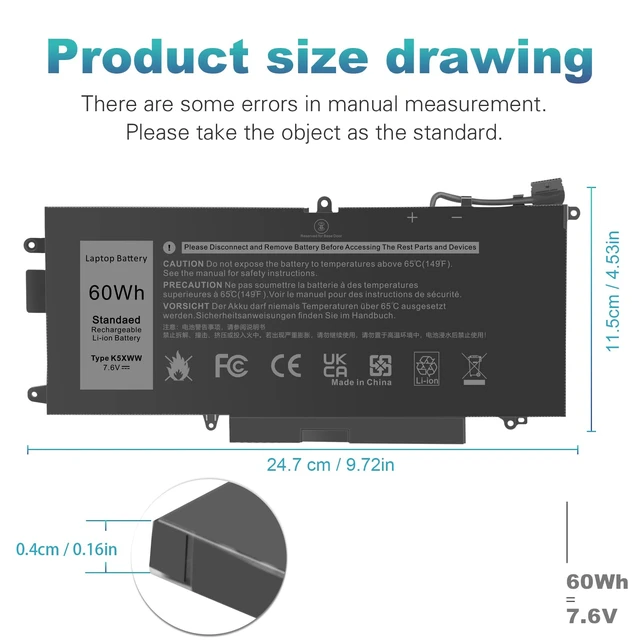 Alt view image 2 of 7 - New K5XWW Laptop Battery for Dell Latitude 5289 7389 7390 2-in-1 Series Latitude 12 5000 E5289 L3180 Series P29S001 P29S002 725KY 71TG4 N18GG 6CYH6 J0PGR
