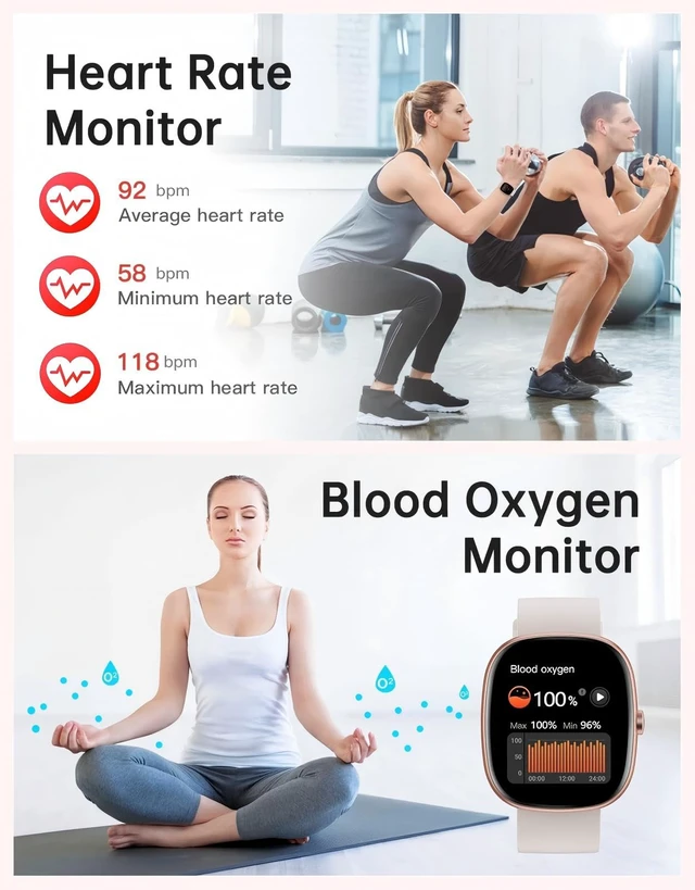 Alt view image 5 of 7 - Smart Watch for Women Men, Bluetooth Call, for iPhone/Android Cream 1.85" HD, Fitness Tracker Watch, Heart Rate/Sleep/Stress Monitor, Step/Calories Counter, 100+ Sport Types, IP68 Waterproof