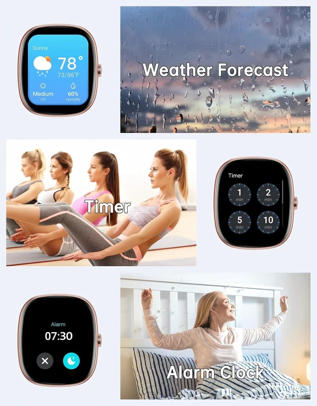 Alt view image 7 of 7 - Smart Watch for Women Men, Bluetooth Call, for iPhone/Android Cream 1.85" HD, Fitness Tracker Watch, Heart Rate/Sleep/Stress Monitor, Step/Calories Counter, 100+ Sport Types, IP68 Waterproof