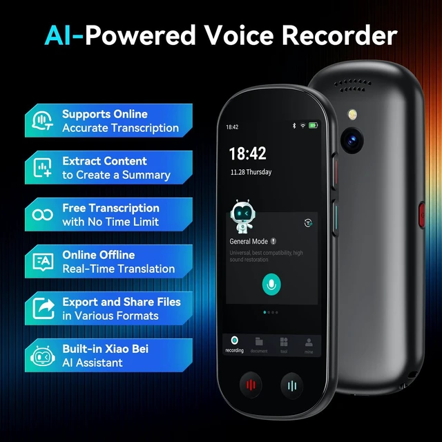 Alt view image 2 of 7 - AI Voice Recorder with Playback, Digital Voice Recorder with Unlimited Transcription, Summary, Translation, 80GB Voice to Text Meeting Recorder and Transcriber, AI Recorder for Lectures, Interviews