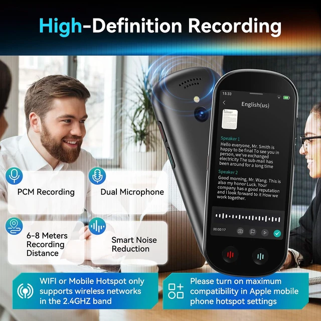 Alt view image 4 of 7 - AI Voice Recorder with Playback, Digital Voice Recorder with Unlimited Transcription, Summary, Translation, 80GB Voice to Text Meeting Recorder and Transcriber, AI Recorder for Lectures, Interviews