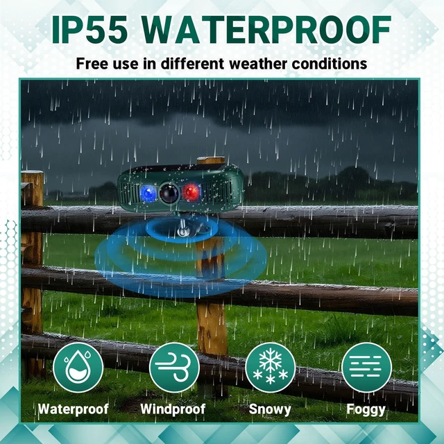 Alt view image 3 of 7 - 4 Pcs Solar Outdoor Alarm Motion Sensor 129dB Security Siren Sound Detector Strobe Light, 4 Modes Animal Deterrent Dog Barking Waterproof Alarm for Home, Farm