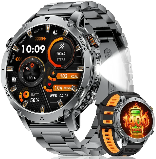Main image of 1400mAh Military Smart Watches for Men,1.7'' HD Fitness Smartwatch with Answer/Make Calls, Heart Rate, SpO2 Monitor,Sleep Tracker,120+Sports Mode,5ATM Waterproof Smart watch for Android iPhone Black