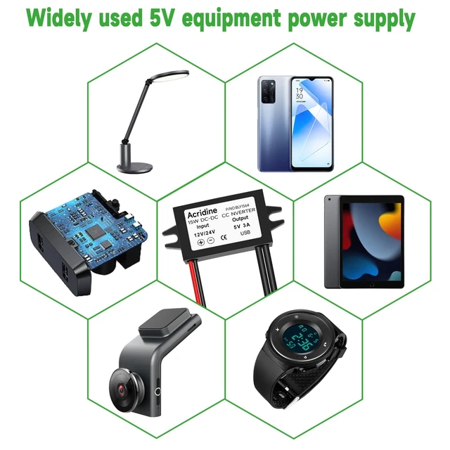 Alt view image 7 of 7 - 2-Pack 12V 24V DC to 5V 3A USB Female DC Converter Adapter Buck Module
