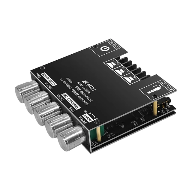 Alt view image 3 of 7 - ZK-MT21 2.1 Channel Bluetooth Amplifier Board Mini 12V-24V Audio Amplifier with Subwoofer Output, Bass Treble Control 50W+50W+100W DIY HiFi Home TV Amp for Passive Speakers
