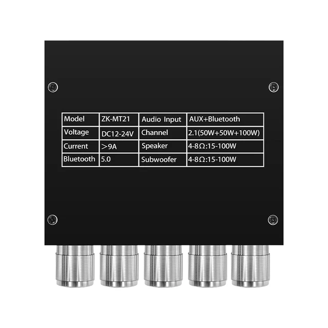 Alt view image 4 of 7 - ZK-MT21 2.1 Channel Bluetooth Amplifier Board Mini 12V-24V Audio Amplifier with Subwoofer Output, Bass Treble Control 50W+50W+100W DIY HiFi Home TV Amp for Passive Speakers