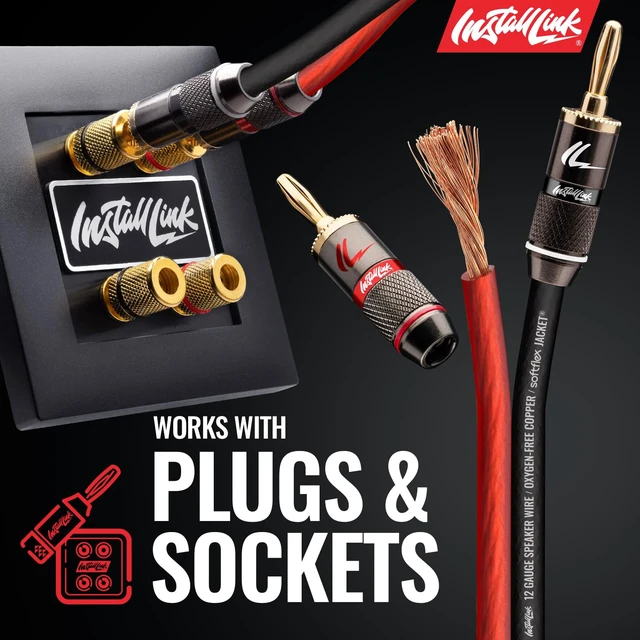 Alt view image 5 of 7 - 12 AWG Gauge Speaker Wire (100 Feet) Car or Home Theater (OFC) Pure OFC Copper, 12/2 Speaker Cable, 2-Conductor, Frosted Red/Black, Easy Strip, Polarity ID, for Car Audio & Home Stereo
