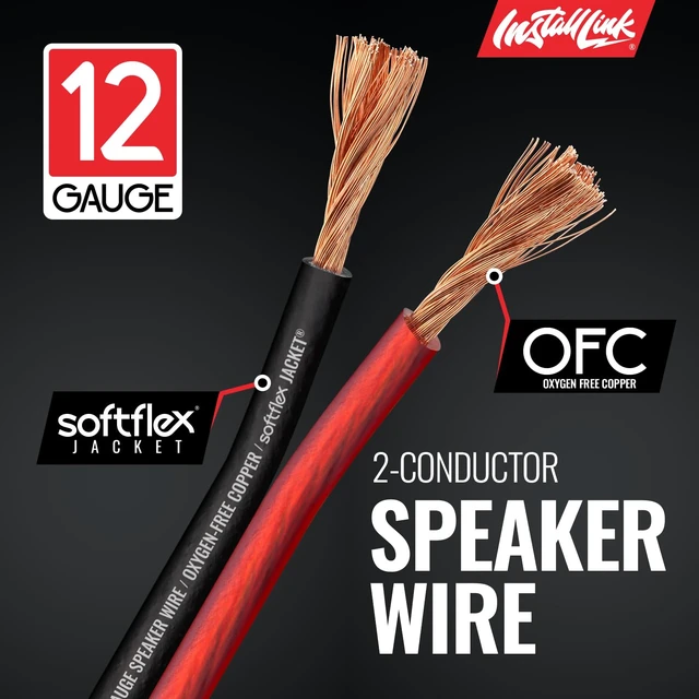 Alt view image 7 of 7 - 12 AWG Gauge Speaker Wire (100 Feet) Car or Home Theater (OFC) Pure OFC Copper, 12/2 Speaker Cable, 2-Conductor, Frosted Red/Black, Easy Strip, Polarity ID, for Car Audio & Home Stereo