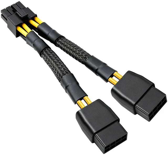 Main image of NVIDIA Graphics Card Power Sleeved Cable CPU 8 Pin Male to Dual PCIe 8 Pin Female Adapter for Tesla K80/M40/M60/P40/P100 4.8-inch(12.2cm) (2-Pack)