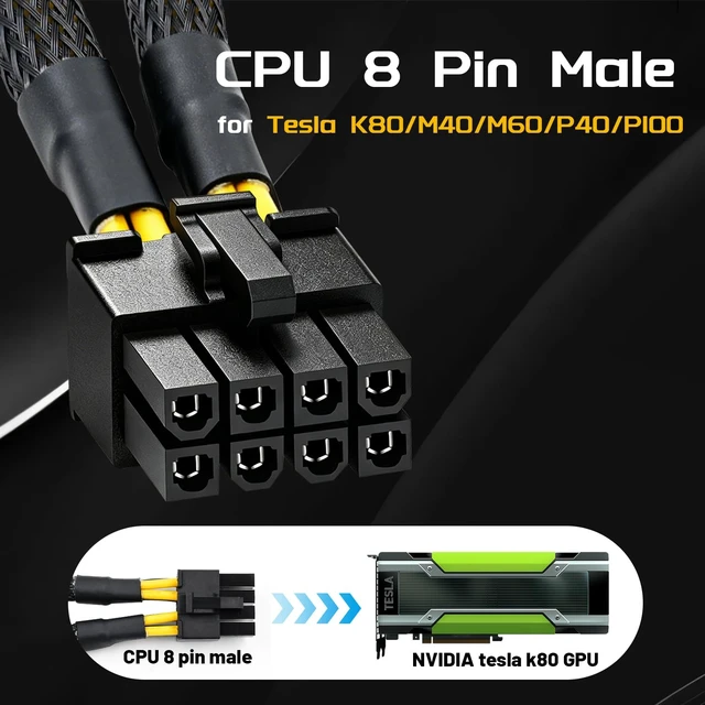 Alt view image 2 of 7 - NVIDIA Graphics Card Power Sleeved Cable CPU 8 Pin Male to Dual PCIe 8 Pin Female Adapter for Tesla K80/M40/M60/P40/P100 4.8-inch(12.2cm) (2-Pack)