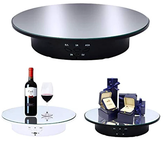 Main image of Motorized Rotating Display Stand, 7.87inch /17.6lbs Load, 360 Degree Electric Rotating Turntable for Photography Products, Jewelry, Cake,3D Model, Mirror Cover (Black/Button Control)