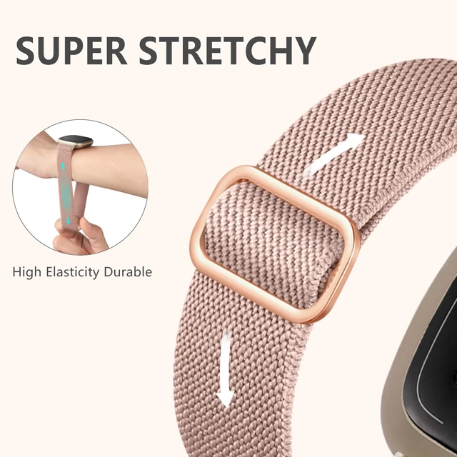 Alt view image 3 of 7 - 12 Pack Bands for Fitbit Versa 4/Versa 3/Sense/Sense 2 Bands Women Breathable Stretchy Sport Solo Loop Strap, Elastic Fabric Wristband for Daily Wear, Men Women Fitbit Tracker Accessories