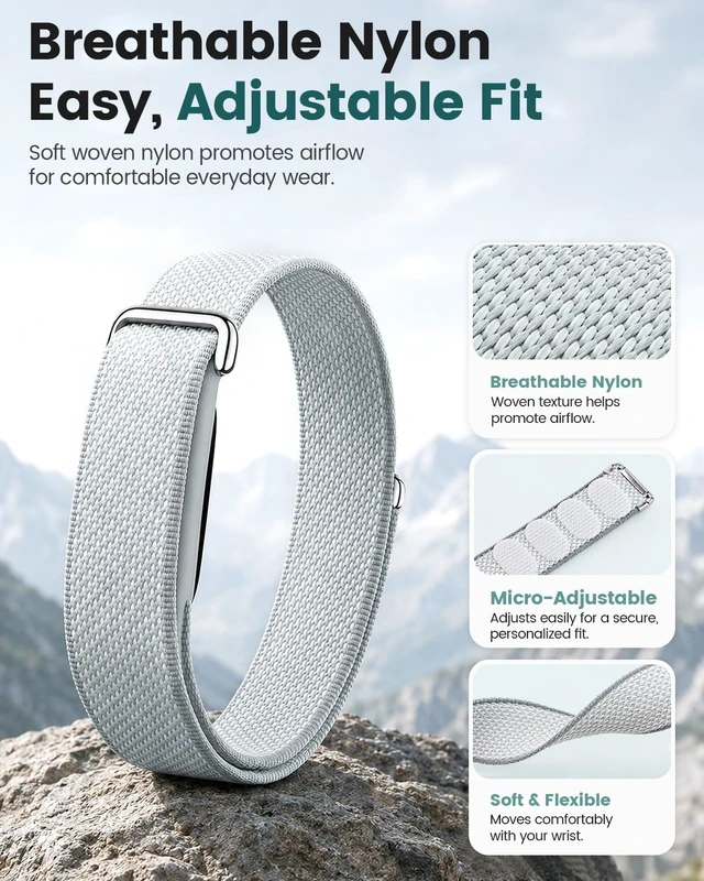 Alt view image 3 of 7 - 4 Pack Performance Loop Compatible with Google Fitbit Air Band Breathable Nylon Sport Strap for Fitbit Air, Adjustable Replacement Wristband for Men Women