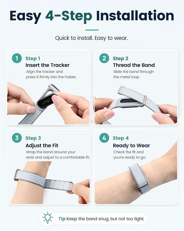 Alt view image 6 of 7 - 4 Pack Performance Loop Compatible with Google Fitbit Air Band Breathable Nylon Sport Strap for Fitbit Air, Adjustable Replacement Wristband for Men Women