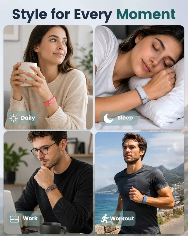 Alt view image 7 of 7 - 4 Pack Performance Loop Compatible with Google Fitbit Air Band Breathable Nylon Sport Strap for Fitbit Air, Adjustable Replacement Wristband for Men Women