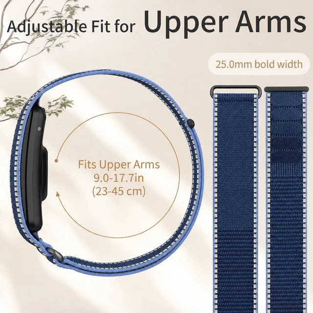 Alt view image 3 of 7 - Arm Band Compatible with Garmin CIRQA Smart Band, Adjustable Bicep Band 917in, Stretch Breathable Nylon with 5 Wide Hook-and-loop Straps, Dual-use As Bicep/Wrist Band for Workout Cycling Walking