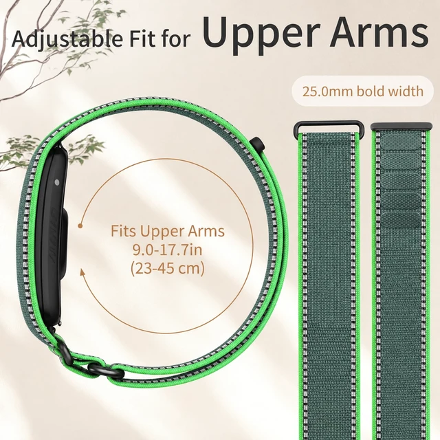 Alt view image 3 of 7 - Arm Band Compatible with Garmin CIRQA Smart Band, Adjustable Bicep Band 917in, Stretch Breathable Nylon with 5 Wide Hook-and-loop Straps, Dual-use As Bicep/Wrist Band for Workout Cycling Walking