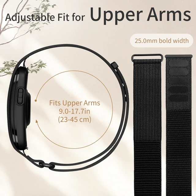 Alt view image 3 of 7 - Arm Band Compatible with Garmin CIRQA Smart Band, Adjustable Bicep Band 917in, Stretch Breathable Nylon with 5 Wide Hook-and-loop Straps, Dual-use As Bicep/Wrist Band for Workout Cycling Walking