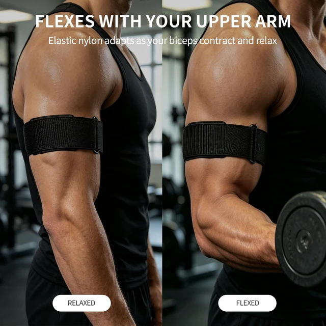 Alt view image 4 of 7 - Arm Band Compatible with Garmin CIRQA Smart Band, Adjustable Bicep Band 917in, Stretch Breathable Nylon with 5 Wide Hook-and-loop Straps, Dual-use As Bicep/Wrist Band for Workout Cycling Walking