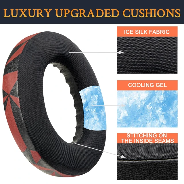 Alt view image 5 of 7 - Cooling Gel Replacement Earpads for Bose 700 (NC700) Wireless Headphones, Ear Pads Cushions with Ice Silk Fabric, High-Density Noise Cancelling Foam, Added Thickness - Red Storm