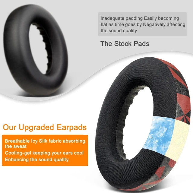 Alt view image 6 of 7 - Cooling Gel Replacement Earpads for Bose 700 (NC700) Wireless Headphones, Ear Pads Cushions with Ice Silk Fabric, High-Density Noise Cancelling Foam, Added Thickness - Red Storm