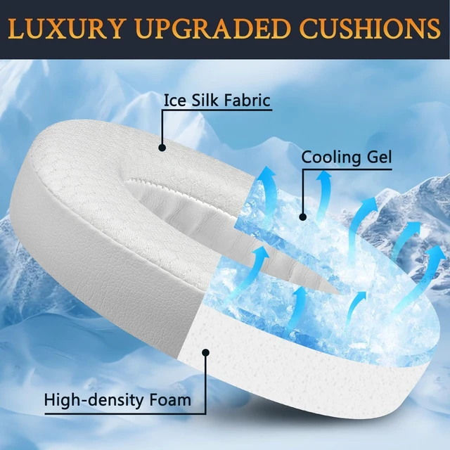 Alt view image 5 of 7 - Cooling Gel Replacement Earpads for Bose 700 (NC700) Wireless Headphones, Ear Pads Cushions with Ice Silk Fabric, High-Density Noise Cancelling Foam, Added Thickness - White