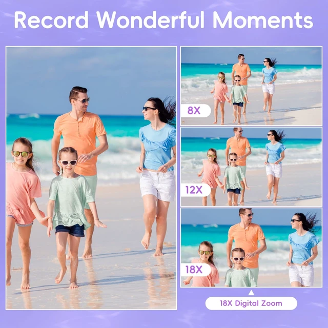 Alt view image 6 of 7 - D70 4K Underwater Digital Camera - 48MP 10FT Waterproof Camera for Snorkeling - Dual Screen Selfie Compact Floatable Camera with 32GB Card - Point and Shoot Digital Cam - Purple