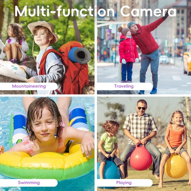 Alt view image 7 of 7 - D70 4K Underwater Digital Camera - 48MP 10FT Waterproof Camera for Snorkeling - Dual Screen Selfie Compact Floatable Camera with 32GB Card - Point and Shoot Digital Cam - Purple