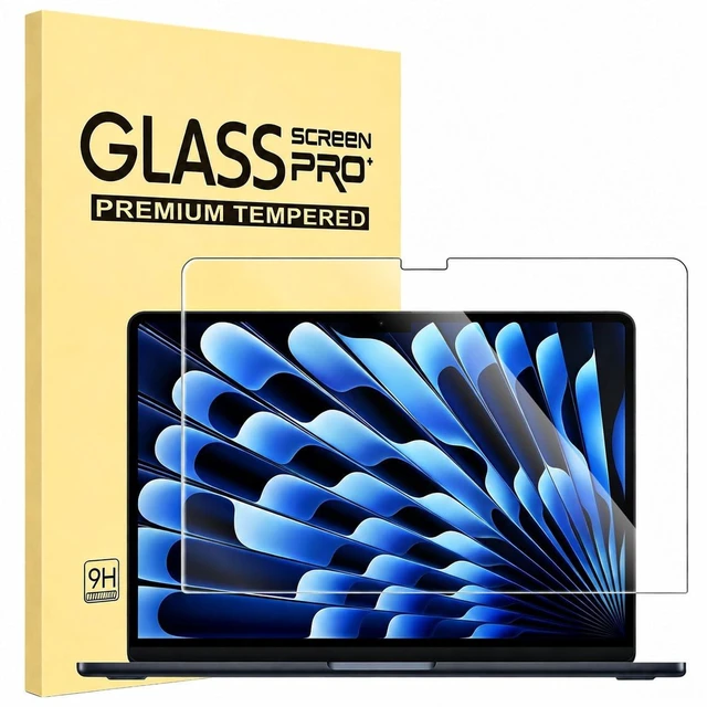 Main image of Tempered Glass Screen Protector for MacBook Air 15 inch 2026-2023 Release Bubble Free, Ultra HD Clear, 9H Hardness, Anti-Fingerprint Protector for MacBook Air 15.3 inch (A3448 A3241 A3114 A2941)