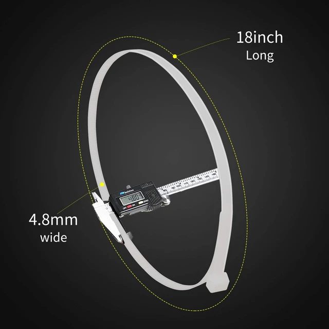 Alt view image 6 of 6 - 200PCS Zip Ties 18 Inch, Industrial Cable Ties 99Lb Strength Heavy Duty Tie Wraps, Self-Locking for Outdoor Fencing, Garden Tying, Pipe Securing, Cable Management