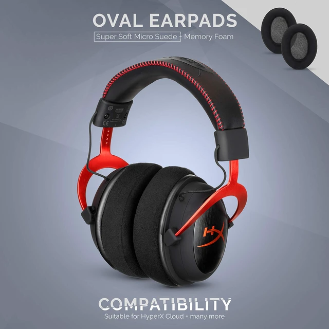 Alt view image 5 of 7 - Micro Suede Replacement Ear Pads for HyperX Cloud & Alpha, ATH M50X, Steelseries Arctis, Logitech G Pro & More Headphones, Soft Velour, Memory Foam & Long Lasting Earpads by
