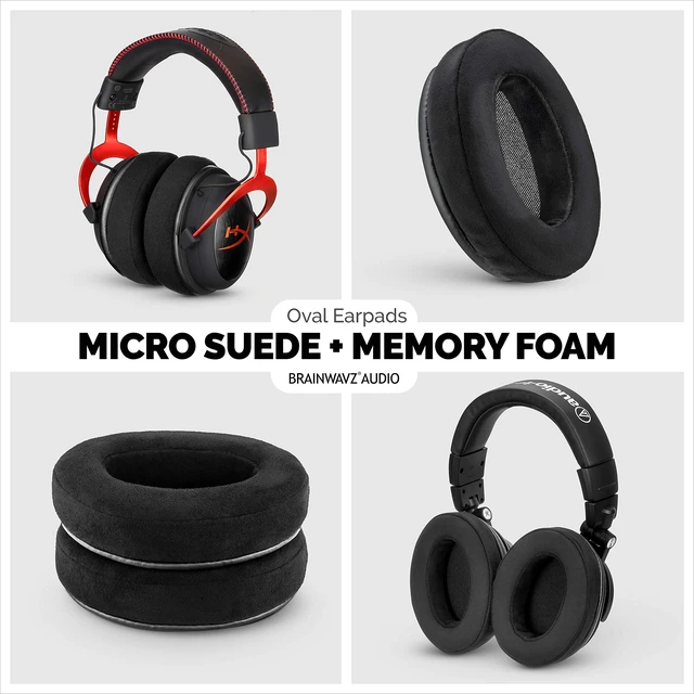 Alt view image 6 of 7 - Micro Suede Replacement Ear Pads for HyperX Cloud & Alpha, ATH M50X, Steelseries Arctis, Logitech G Pro & More Headphones, Soft Velour, Memory Foam & Long Lasting Earpads by