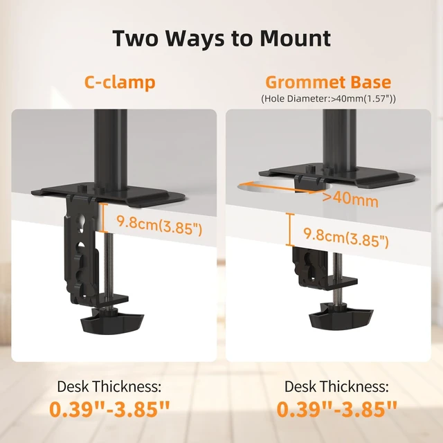 Alt view image 5 of 7 - Laptop Notebook Desk Mount Stand, Adjustable Single Monitor Laptop Arm Mount with Ventilated Tray,up to 17 inch,Holds up to 22 lbs