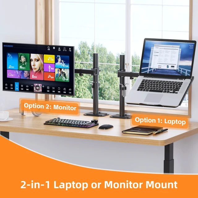Alt view image 4 of 7 - Laptop Notebook Desk Mount Stand, Adjustable Single Monitor Laptop Arm Mount with Ventilated Tray,up to 17 inch,Holds up to 22 lbs