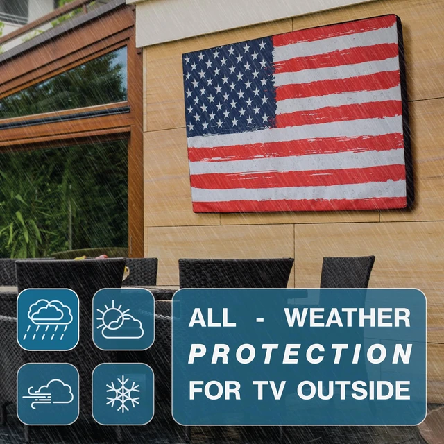 Alt view image 2 of 7 - Outdoor TV Cover 48, 49, 50 inch - WITH ZIPPER, Weatherproof and Waterproof 360 degrees protection, 600D Heavy Duty Fabric American Flag