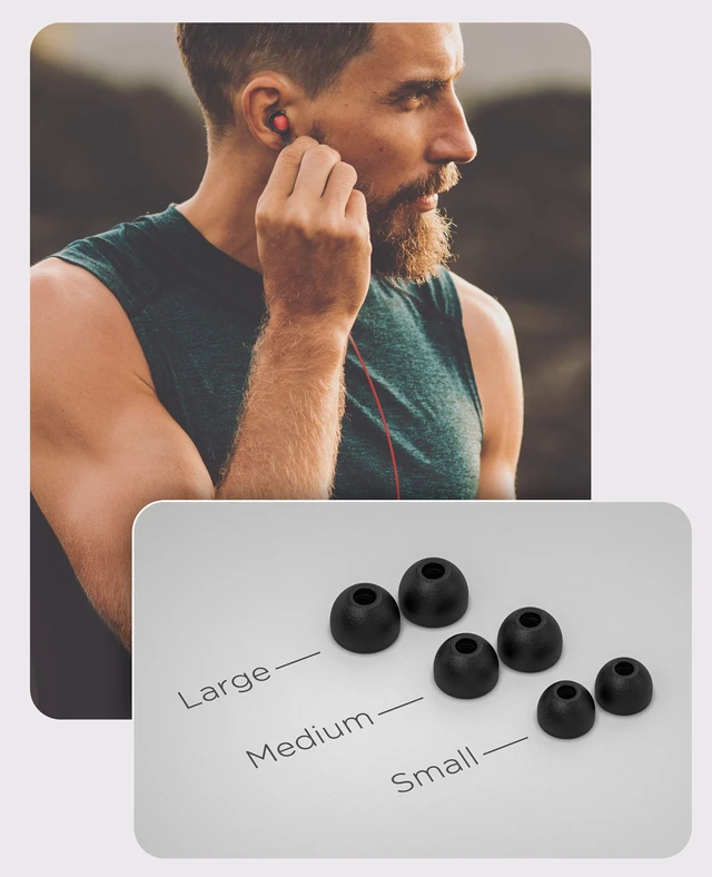 Alt view image 3 of 6 - iPhone Earphones (Apple MFi Certified) V120 in Ear Wired Lightning Earbuds (Sweat/Water Resistant) Headphones with Mic/Volume Remote for iPhone 12/13/14 Pro Max - Red