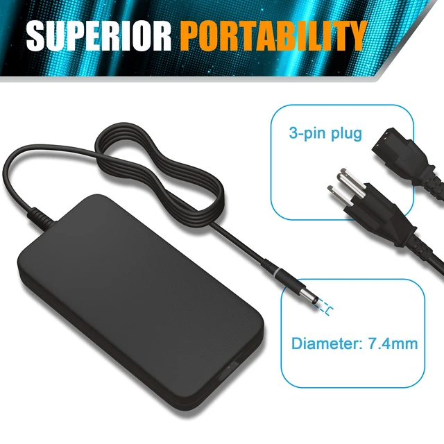 Alt view image 5 of 7 - 240W 19.5V 12.3A Laptop Charger for Dell G3 G5 G7 Gaming Laptop Charger 240W Alineware Computer Power Cord Compatible with 180W AC Adapter