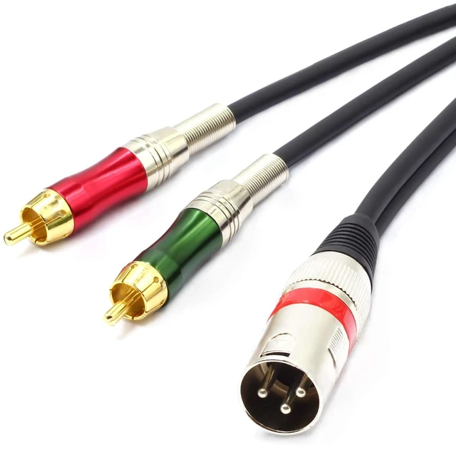 Alt view image 7 of 7 - 10FT XLR Male to 2 x Phono RCA Plug Adapter Y Splitter Patch Cable, 1 XLR Male 3 Pin to Dual RCA Plug Stereo Audio Cable Connector(3 M)