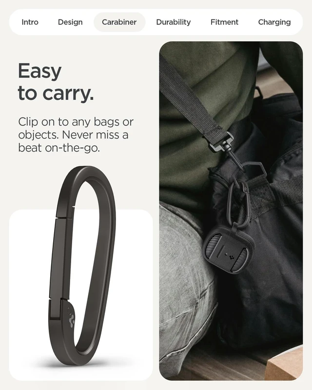 Alt view image 5 of 7 - Rugged Armor Designed for Google Pixel Buds 2a Case (2025) TPU & PC Dual Layer, Drop Protection, Carbon-fiber Accent. Included Carabiner - Matte Black