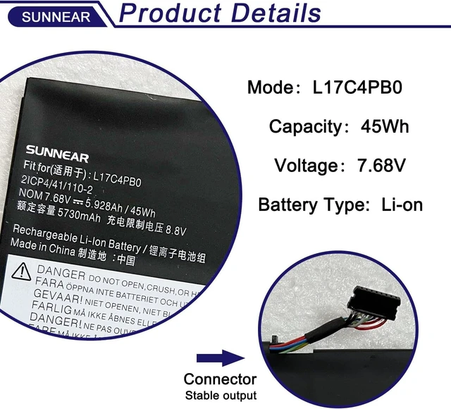 Alt view image 2 of 6 - L17C4PB0 Battery for Lenovo Flex 6-14IKB 6-14ARR IdeaPad 530S-14ARR 530S-14IKB 530S-15IKB Yoga 530-14ARR 530-14IKB XiaoXin Air 14IKBR 15IKBR 15ARR 15IWL Series L17M4PB0 L17C4PB2 5B10Q16066
