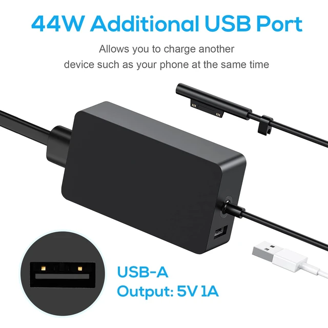 Alt view image 3 of 7 - Laptop Surface Pro Charger 15V 2.58A 44W Power Supply for Microsoft Surface Book Surface Pro 8/7/6/5/4/3 Laptop 1/2/3 Surface Go 1/2 & Surface Book (Not Compatible Surface 3)