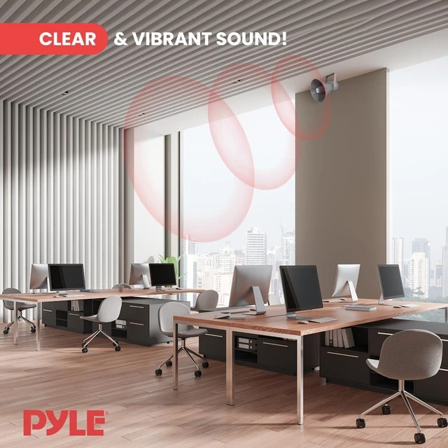 Alt view image 7 of 7 - Indoor Outdoor PA Horn Speaker - 9.7 Inch 20-Watt Power Compact Loud Sound Megaphone w/ 400Hz-5KHz Frequency, 8 Ohm, 70V Transformer, Mounting For 70V Audio System - Home PHSP101T (Gray)