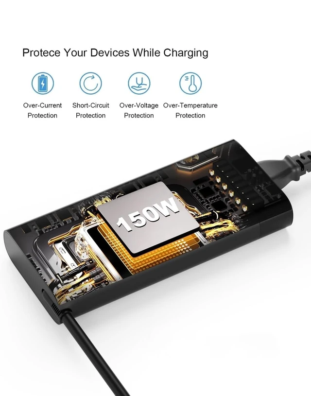 Alt view image 4 of 5 - 150W Laptop Charger Compatible with 917649-850 HP ZBook G9 G8 G3 G11 Pavilion Gaming 150 Watt Power Supply Z Book Ac Adapter 917649 850