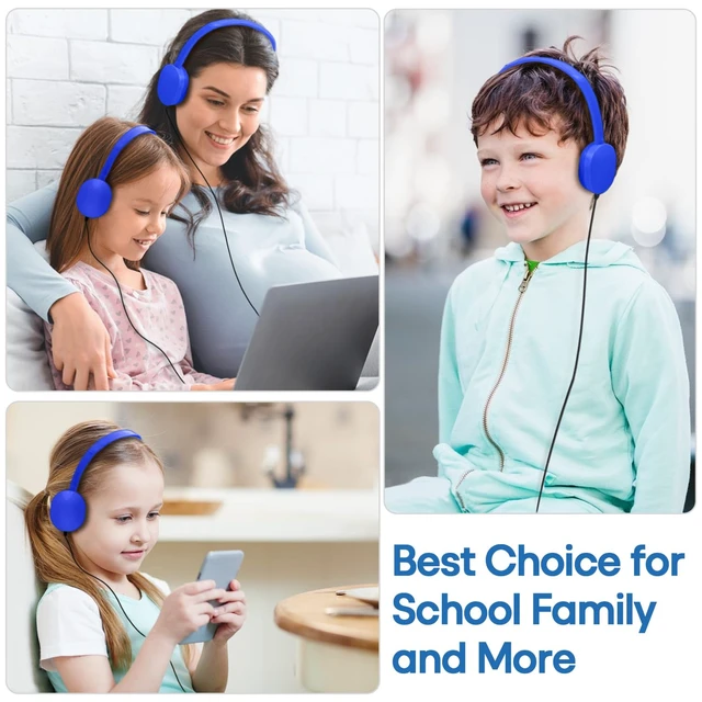 Alt view image 7 of 7 - 25 Pack Kids Headphones Bulk for Classroom School,Durable Wholesale Wired On Ear Headphones for Kids Student Boys Girls Adults(Bule)
